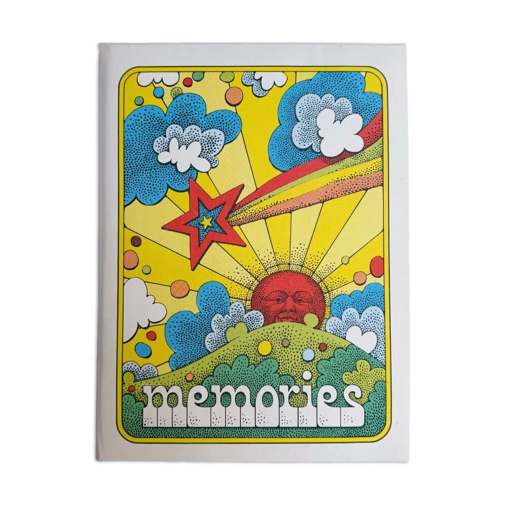 Vintage 1970s Graduation Memories Scrapbook Album Pop Art Psychedelic Retro NOS